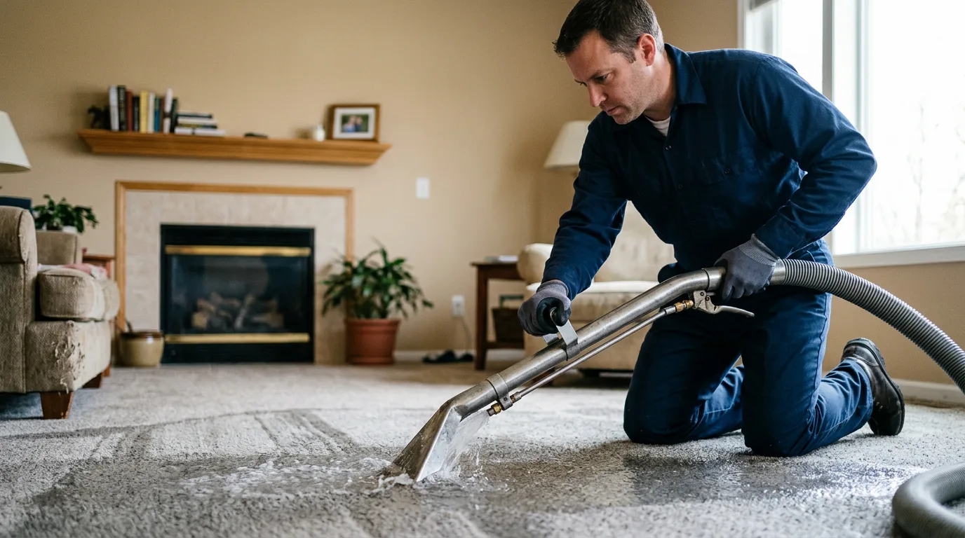 Water damage restoration technician working near Mebane, NC